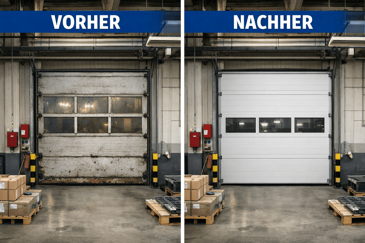 Vorher Nachher Vergleich: links vorher, rechts nachher